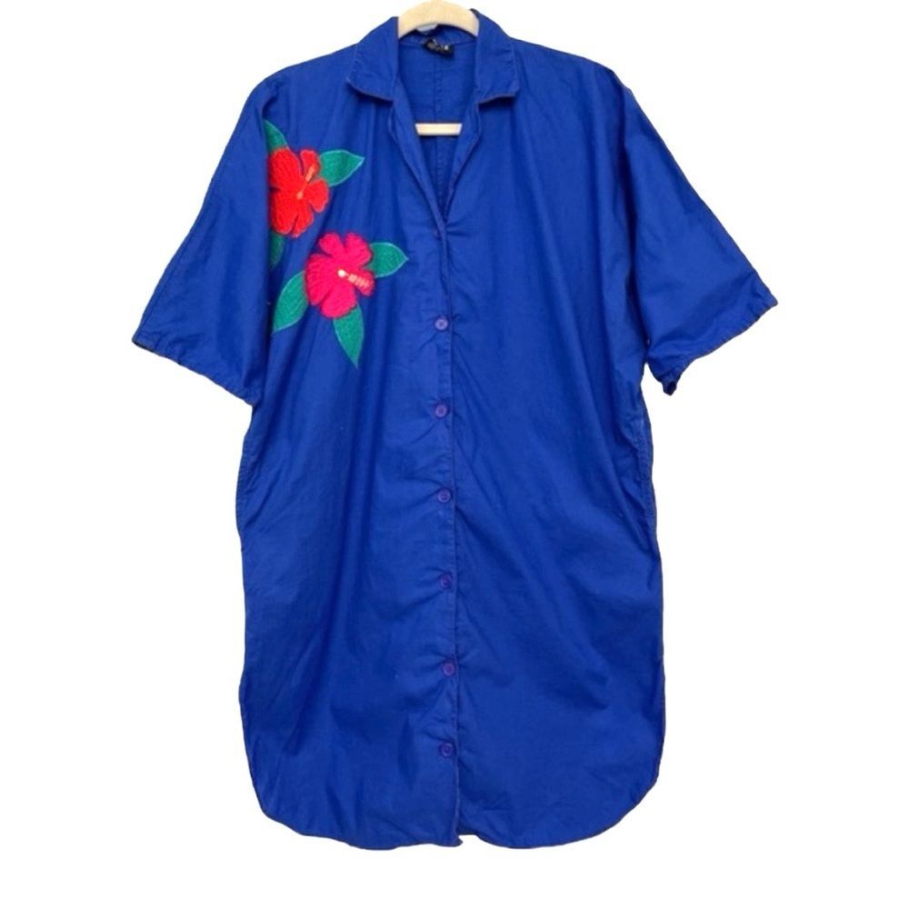 Vintage Naqui Floral Appliqué T-Shirt Dress